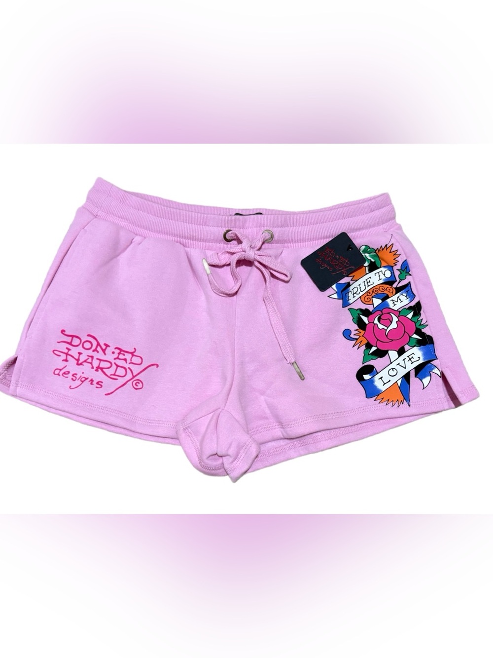 Ed Hardy Pink Tattoo-Graphic Drawstring Athletic Shorts⭐️NWT⭐️